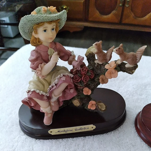 Montefiori Collection Girl on Limb Feeding Squirrels & Boy Feeding Birds 2 Set