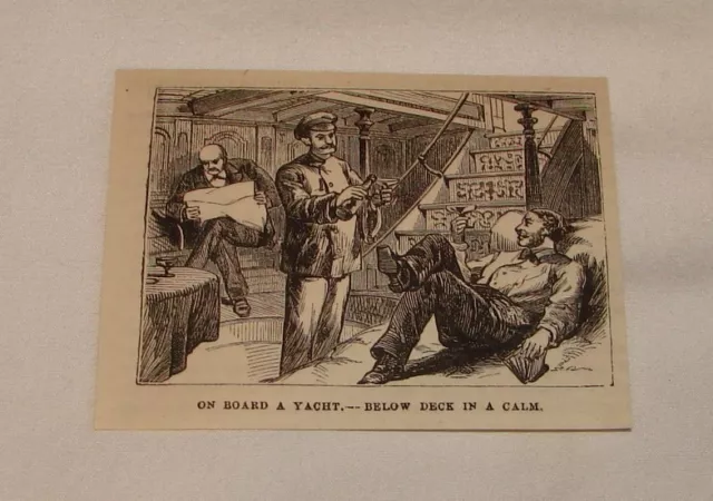 1879 Piccolo Rivista Incisione ~ Sotto Deck su Un Calm, Yacht