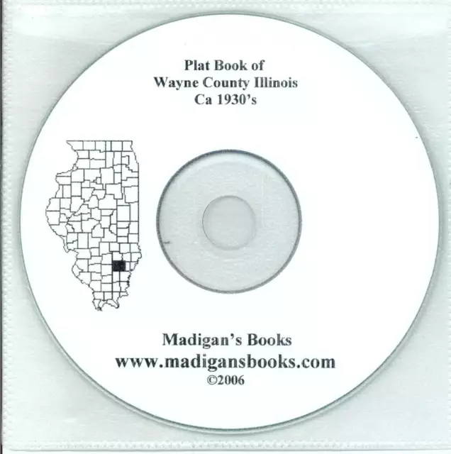 Wayne Co Illinois IL 1930's Atlas plat book genealogy history land owners CD