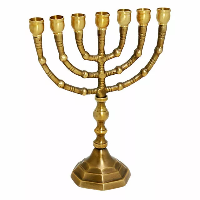 Antique Copper SEVEN BRANCH MENORAH 8 Inch Height Candle Holder From Jerusalem