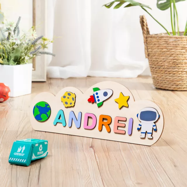 Personalized Name Letter Puzzle Cars Wooden Toys Kids Baby Learning Jigsaw Gift 3