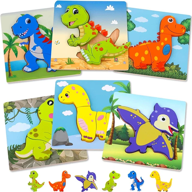 6 Sets Wooden Jigsaw Puzzle For Toddlers Kids Montessori Early Educational Toys