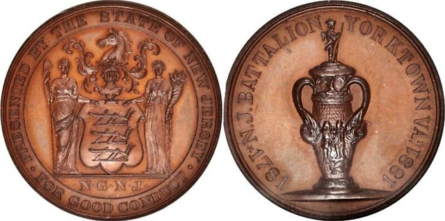 MED028 Rare 1881 New Jersey Battalion Yorktown Centennial Medal. HK-Unlisted.