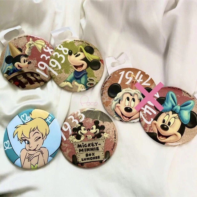 SALE Mickey Minnie Tinkerbell   Retro Can Badge Disney