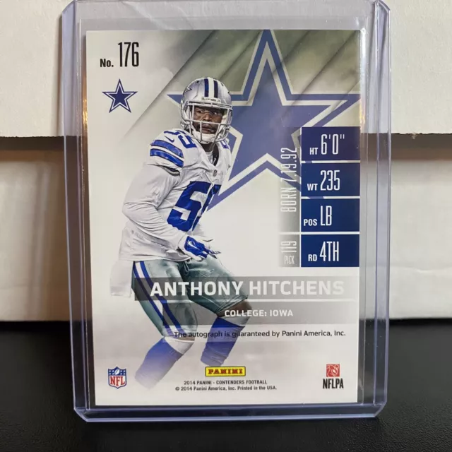 2014 Panini Contenders Anthony Hitchens Rookie Ticket Auto Error Card 2