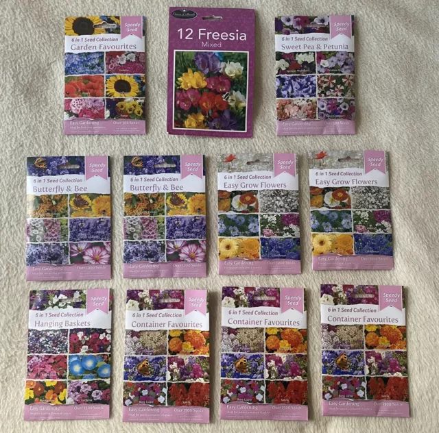 11 Pack Garden Speedy Seeds Set - Garden Favourites, Butterfly & Bee, Baskets