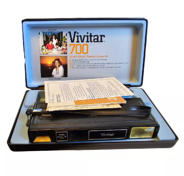 Vintage Vivitar 700 Point & Shoot Pocket Camera w/ Case & Instructions Untested