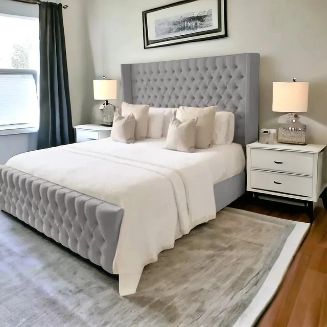LUXURY BED FRAME Bespoke Chesterfield Style Florida Wing Bed 4ft-4ft6 ...