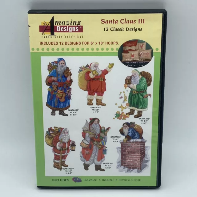 Amazing Designs ""Santa Claus III"" ADBL-22J Máquina de bordar Software Navidad