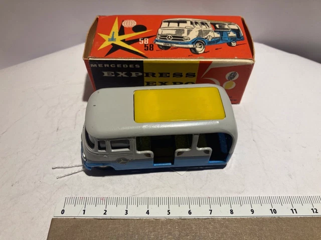 TEKNO, 3 Teile, Mercedes Express Expo 58, Bus mit Waggons, Nr. 851, Dänemark. Spielzeug TEKNO, 3 Teile, Mercedes Express Expo 58, Bus mit Waggons, Nr. 851, Dänemark. Spielzeug