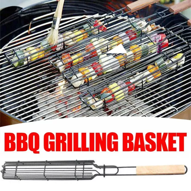 Barbecue Grilling Basket Grill BBQ Net Steak Meat Fish Vegetable Holder Tool