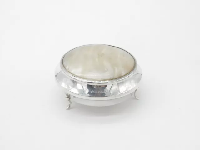 Sterling Silver Trinket Jewellery Box with Mother of Pearl Lid 1926 Birmingham