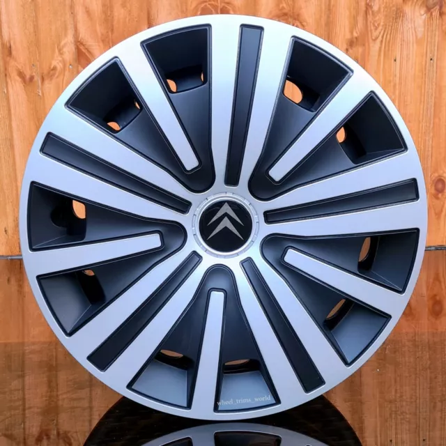 4x15" wheel trims to fit Citroen C1 MK2  (from 2015)  Silver/Black