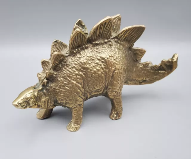 Vintage Antique Cast Metal Brass Stegosaurus Dinosaur Safari Ltd Carnegie Co 6in