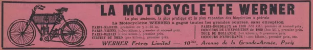 V5848 Motocyclette Werner - 1905 Vintage Advertising - Publicidad Época