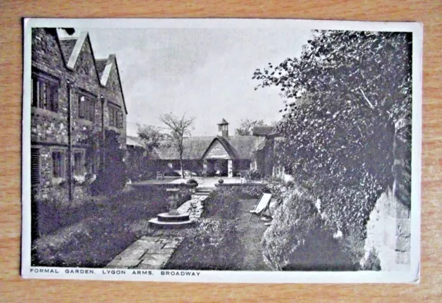 Vintage Russell & Sons Postcard of Formal Garden, Lygon Arms, Broadway