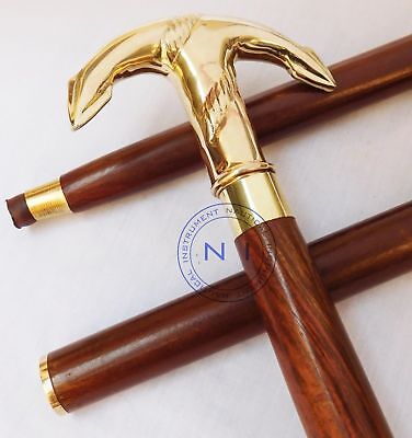 Navy Solid Brass Brown Wooden Walking Cane Brass Anchor  Head Handle Stick Gift 3