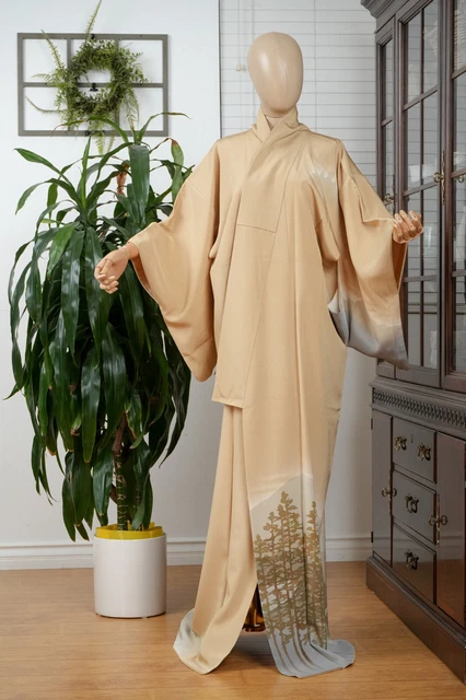 Dear Vanilla Japanese Silk Homongi Kimono Women's Authentic Japan Vintage Mint