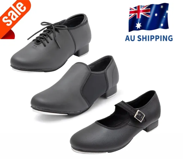 PU Leather Tap Shoes Women and Men's Dance Shoes Slip-On/Lace-Up/Metal Buckle