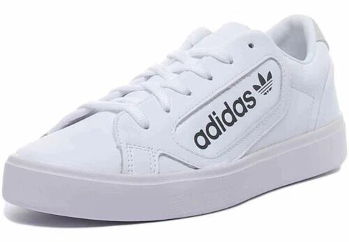 ADIDAS Sleek Cupsole Lacet Décontracté Baskets en Blanc Noir Taille UK 3 - 8 6