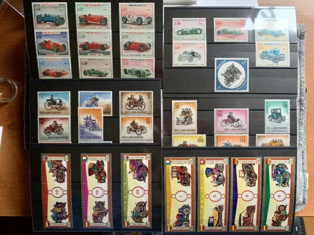 Piccola Collezione Tematica di Francobolli: Auto. 9 serie complete del mondo.