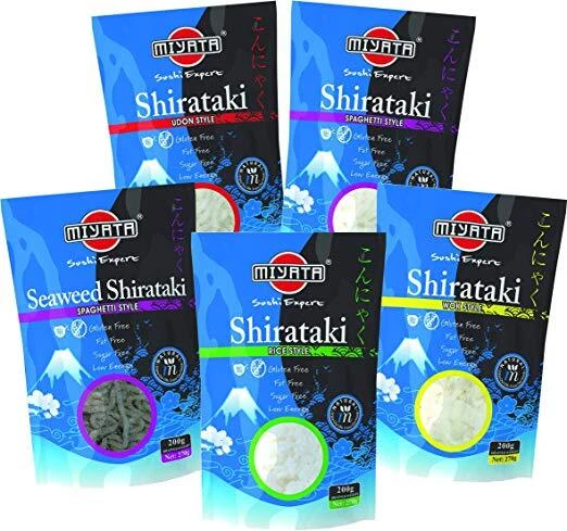 Miyata Shirataki cartone misto 5 varietà pasta farina di conio 10 x 270 g NUOVO MHD 31/7/23