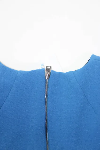 Victoria Beckham Womens Spiral Seam Fitted Midi Sheath Dress Blue Size UK 12 3