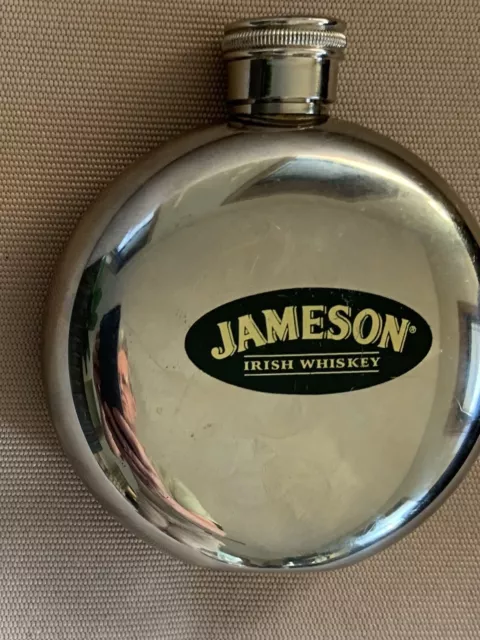 Jameson Irish Whiskey Round Hip Coat Pocket Flask Stainless Steel VGC