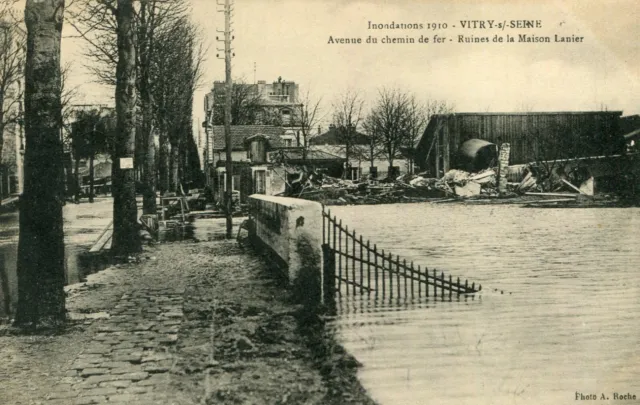 1910 Floods VITRY SUR SEINE Avenue du Chemin de Fer Ruins Maison Lanier