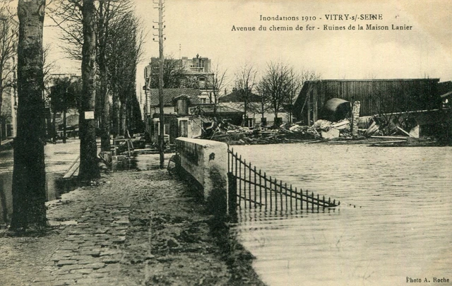 1910 Floods VITRY SUR SEINE Avenue du Chemin de Fer Ruins Maison Lanier