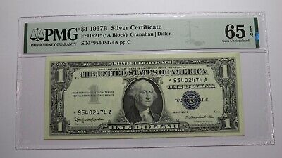 $1 1957 Silver Certificate Star Note Currency Bank Note Bill About UNC65 PMG EPQ