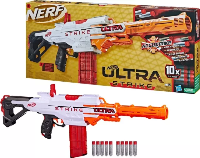 Nerf Ultra Strike Motorised Blaster & 10x AccuStrike Darts New Toy Gun Gift 8+