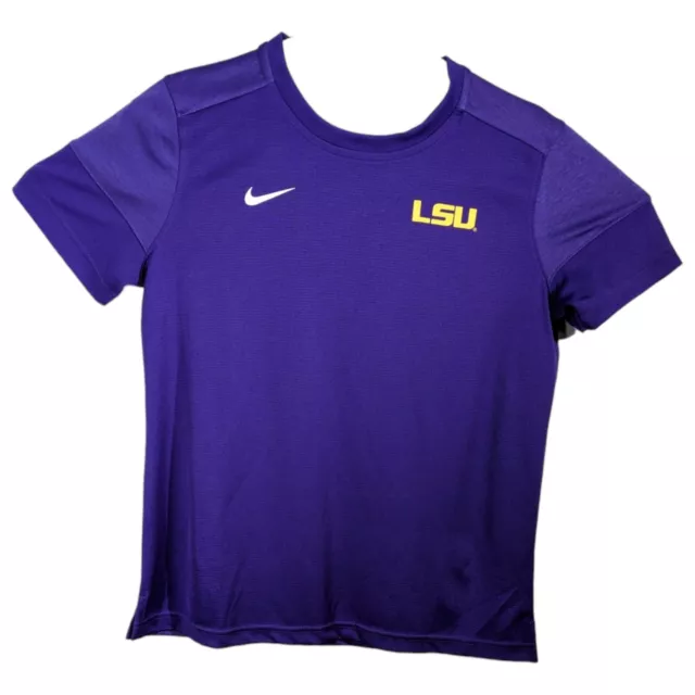 LSU TIGERS Womens Team Issued Purple Short Sleeve Shirt Size Medium Nike