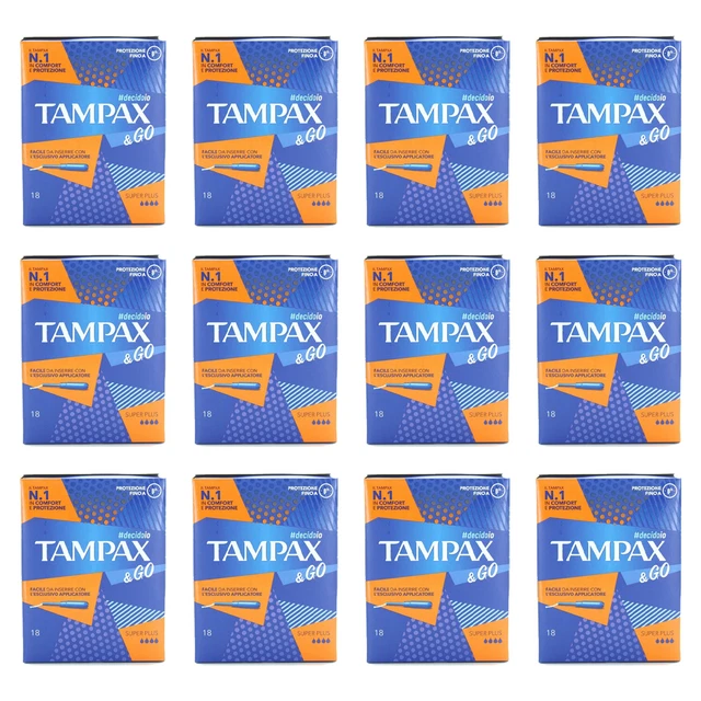216pz TAMPAX & GO assorbente interno SUPER PLUS tampone donna + facile da usare