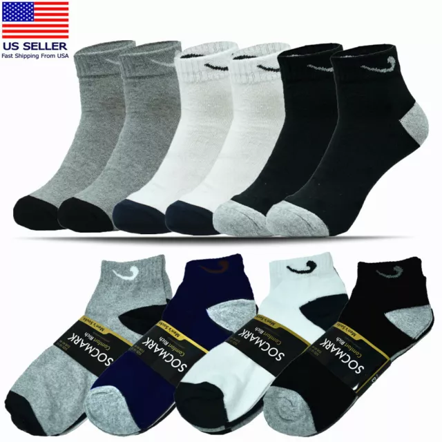 Mens 3-12 Pairs Cotton Sports Comfort Ankle/Quarter Crew Low Cut Socks Size 9-13 3