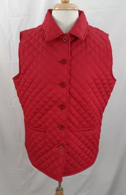 Draper's & Damon's Women's Sz L Red Quilted Puffer Vest Jacket Button Front NWOT