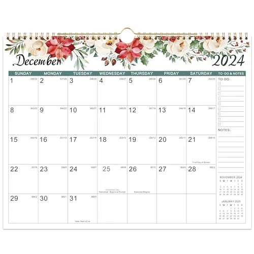 2025 WALL CALENDAR 12 Monthly Calendar 2025, January. 2025 December
