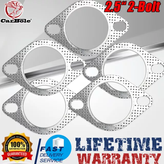 5PCS 2.5" Catback Exhaust Header Down Pipe Manifold Collector Gasket Set 2 Bolt