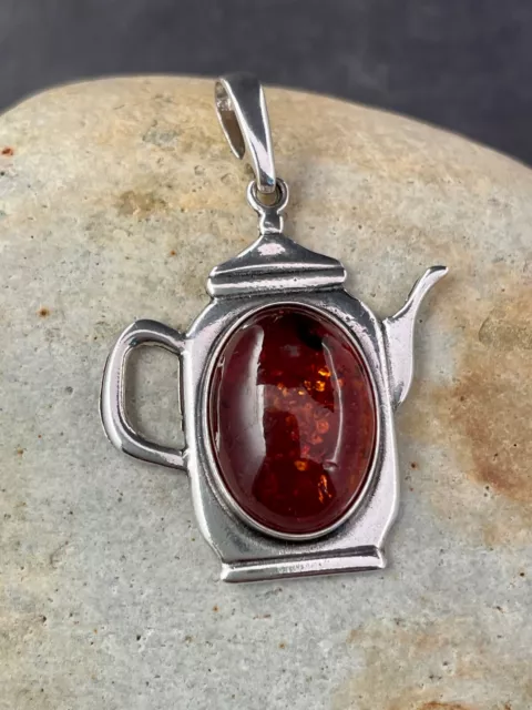 BALTIC AMBER PENDANT handmade in Poland 925 STERLING SILVER FREE FAST SHIPPING!!