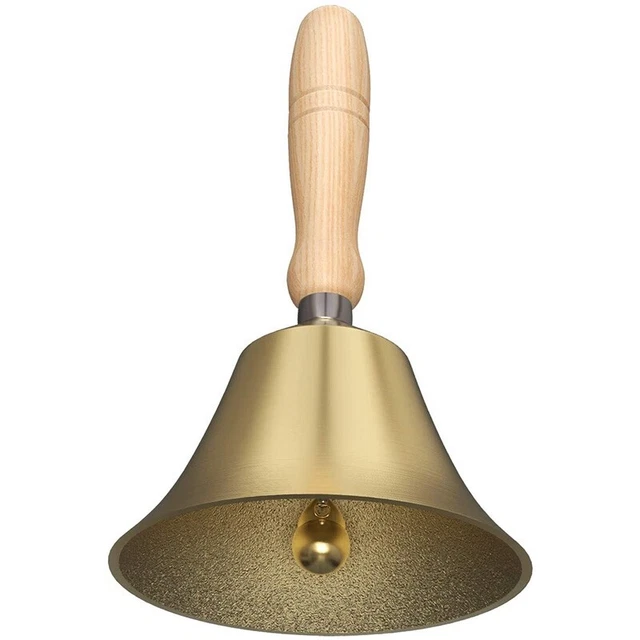 4.33 Inch Hand Call Bell with Wood Handle,for Kids and Adults, for Weddings U5Y2