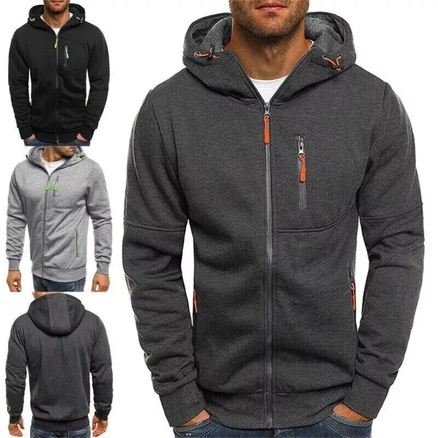 Winter Work Zip Up Jumper Mens Hooded Jacket Coat Hoodie Warm Sweatshirt UK