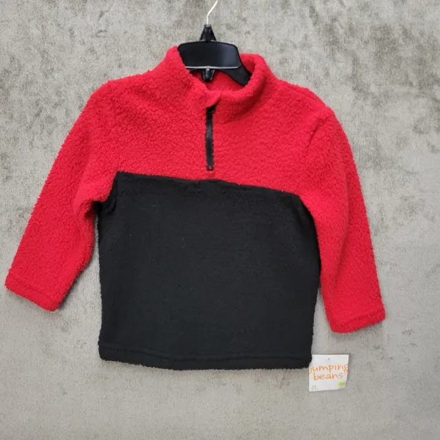 Jumping Beans Jacket Baby Toddler Boy Size 2T Sherpa Quarter-Zip Red Black New