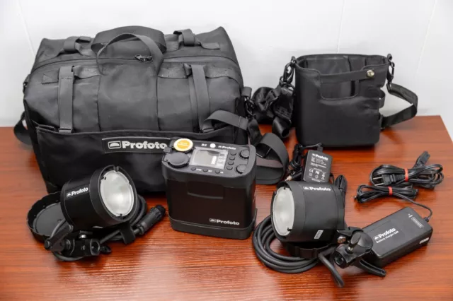 PROFOTO B2 250 TTL LOCATION KIT w/ B2 Battery Pack, (2) Flash Heads+more Ex+Cond