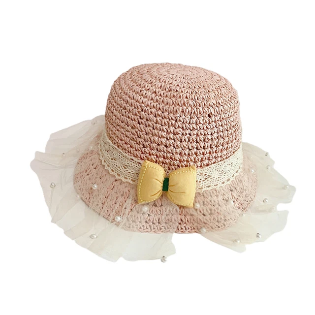 Cappello-pizzo-design Traspirante Bambino-paglia-pesca Finitura Fine