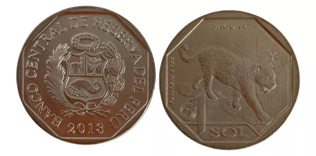 Peru Coins  1 Sol  2018 Comm  (jaguar)