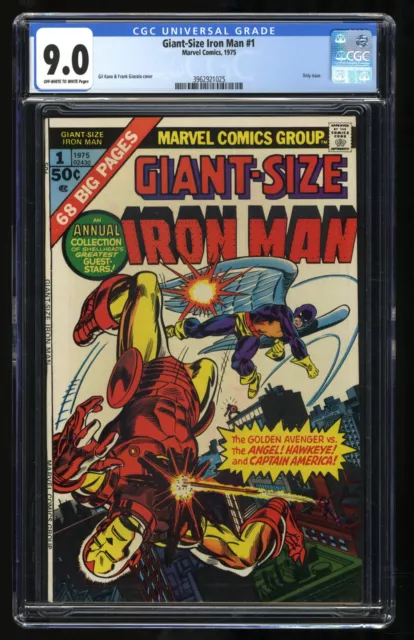 Giant-Size Iron Man #1 CGC VF/NM 9.0 Off White to White Avengers! Marvel 1975