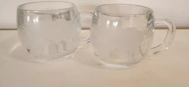 2- Vintage The Nestle Co Inc Nestles World Globe Clear Glass Coffee Mug Tea Cup