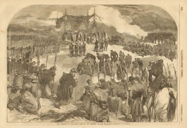 Crimean War, French Troops, Capture Malakhoff, Original, 1855 Antique Art Print,