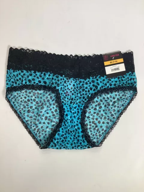 Womens No Boundaries Blue Black Print Lace Hipster Briefs NEW! NWT