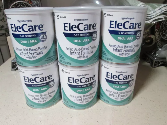 EleCare Infant Formula, 6 cans X 14.1 oz/can, expire FEB 2025